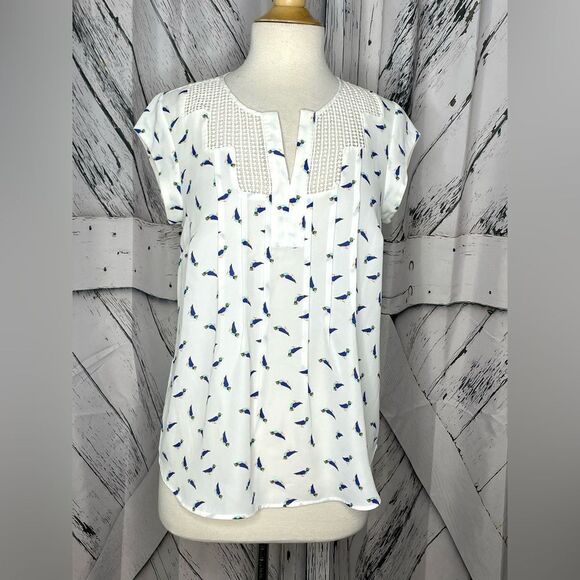 Daniel Rainn Bird Print Blouse S - Picture 1 of 6